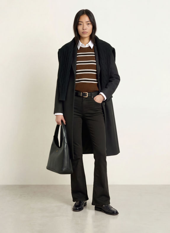 TOMMY HILFIGER Sweater DARK BROWN / WHITE / BLACK