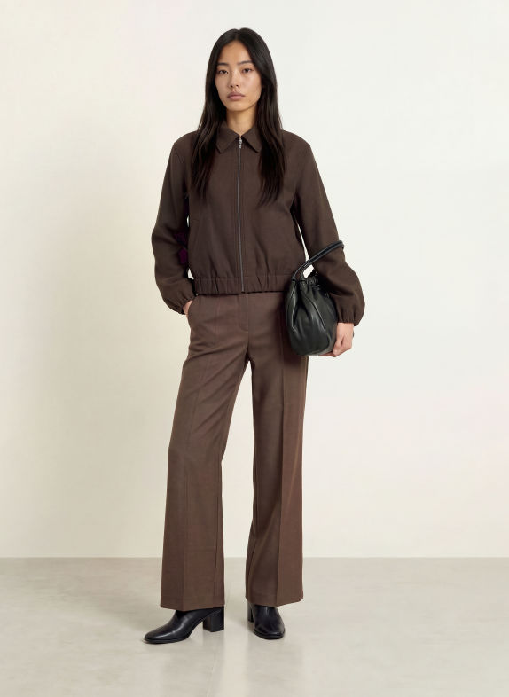 MORE & MORE Wide-leg trousers DARK BROWN