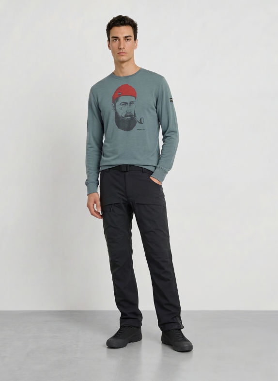 super.natural Mikina SAILOR s merino vlnou ČERNOŠEDÁ / ČERVENÁ / ČERNÁ