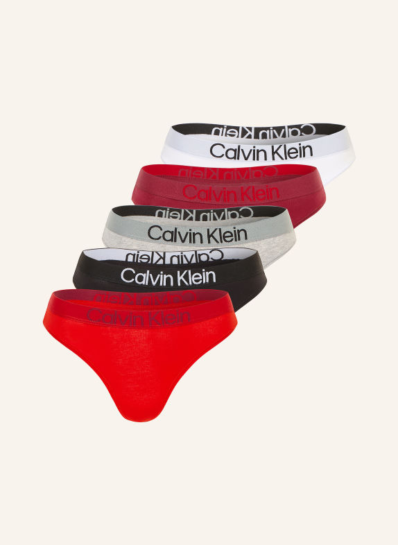 Calvin Klein 5-Pack of Strings EXTRA SOFT COTTON STRETCH BLACK / LIGHT GRAY / RED