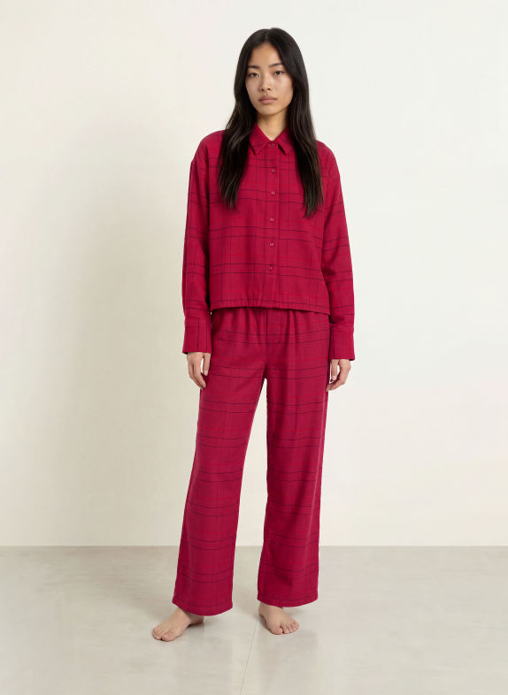Calvin Klein Bas de pyjama en flanelle ROUGE FONCÉ / ROUGE / NOIR