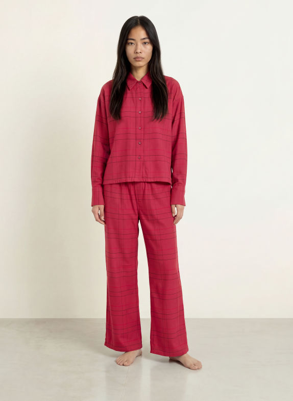 Calvin Klein Pyjamashirt DONKERROOD / ZWART