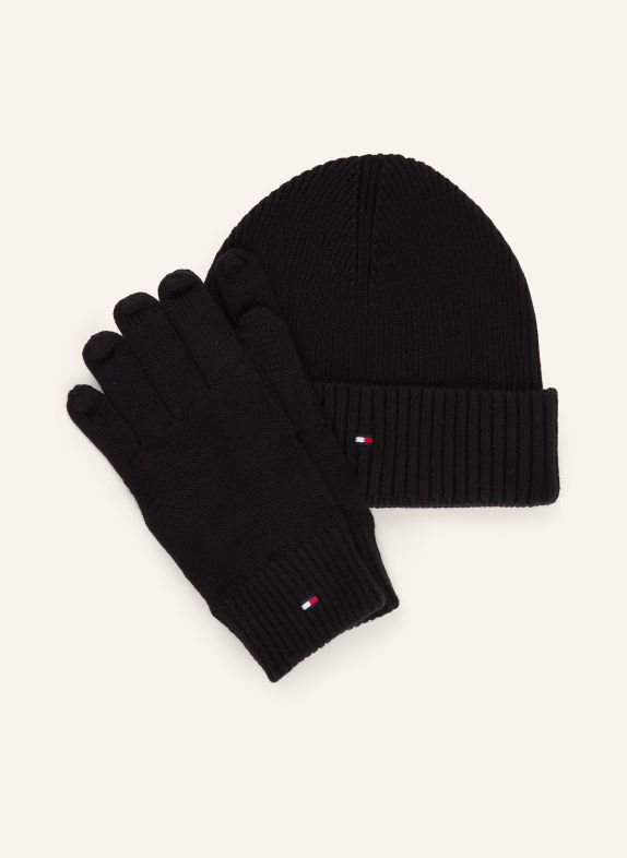 TOMMY HILFIGER Set: Handschoenen en Muts ZWART