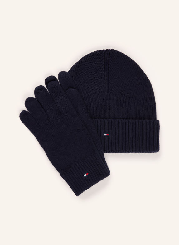 TOMMY HILFIGER Set: Handschoenen en Muts DONKERBLAUW