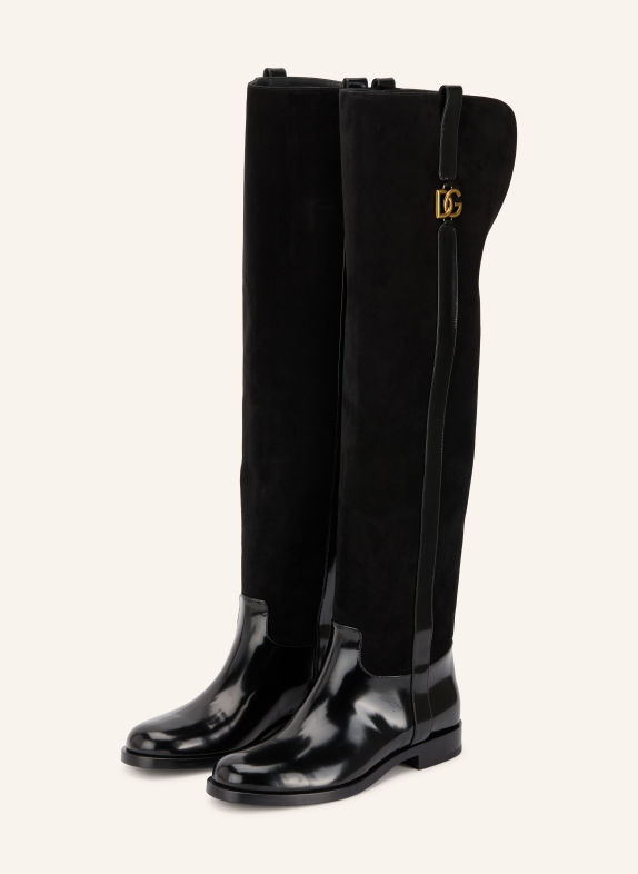 DOLCE & GABBANA Over-the-knee boots BLACK / GOLD