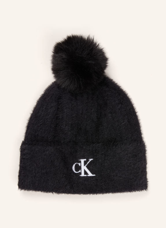 Calvin Klein Hat with faux fur BLACK