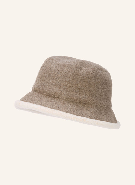 Calvin Klein Bucket hat with teddy fur TAUPE / CREAM