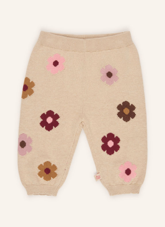 HUST and CLAIRE Pantalon en maille LISA FLOWER BEIGE / ROSÉ / ROUGE FONCÉ