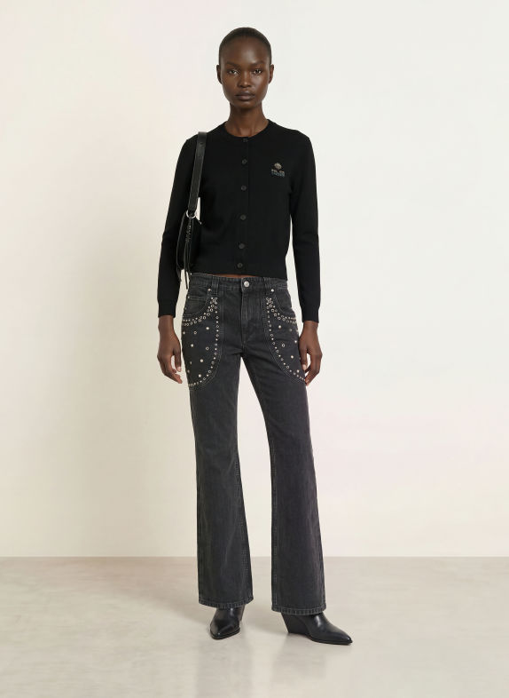 MARANT ÉTOILE KEMAL Cardigan with Rhinestones BLACK
