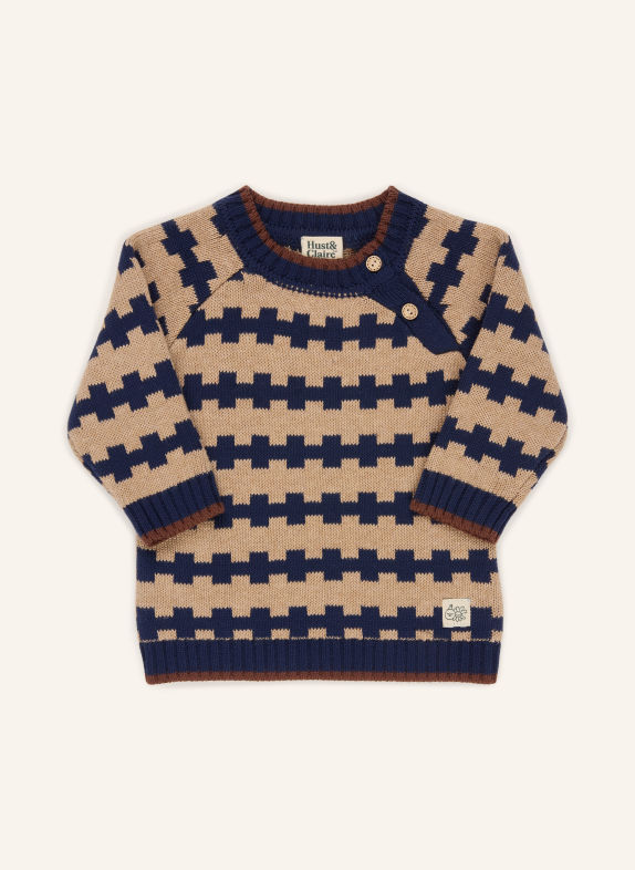 HUST and CLAIRE Pull HCPILOU BEIGE / MARRON / BLEU FONCÉ