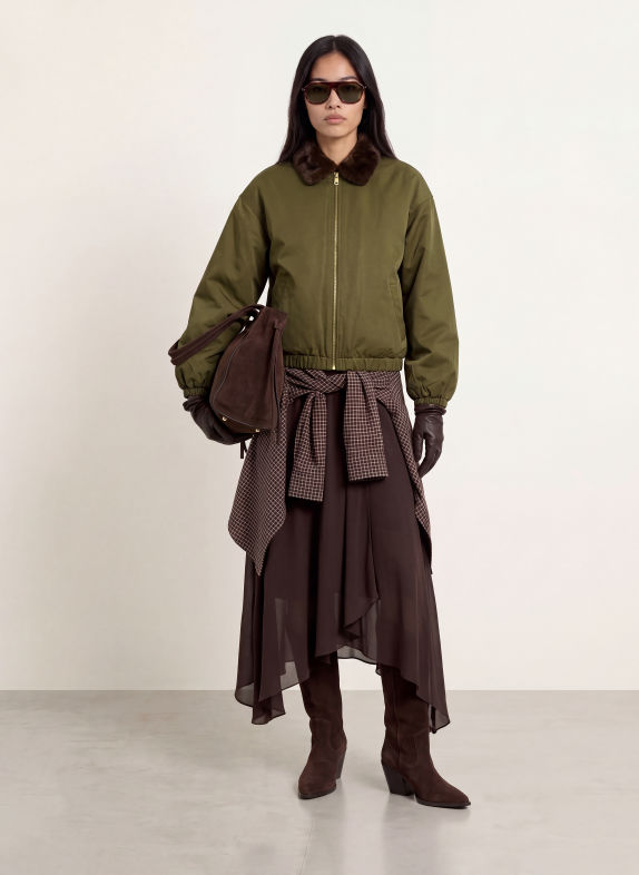 ELEH Blouson met imitatiebont KAKI