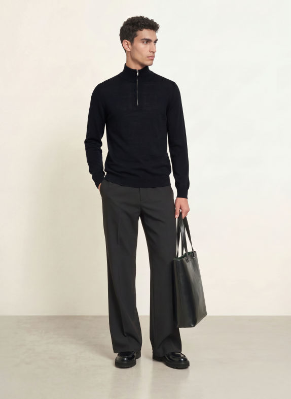 seidensticker Merino wool half-zip sweater DARK BLUE