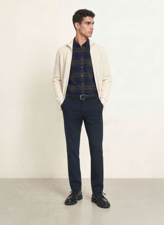 seidensticker Košile Regular Fit KHAKI / TMAVĚ MODRÁ / ČERNÁ