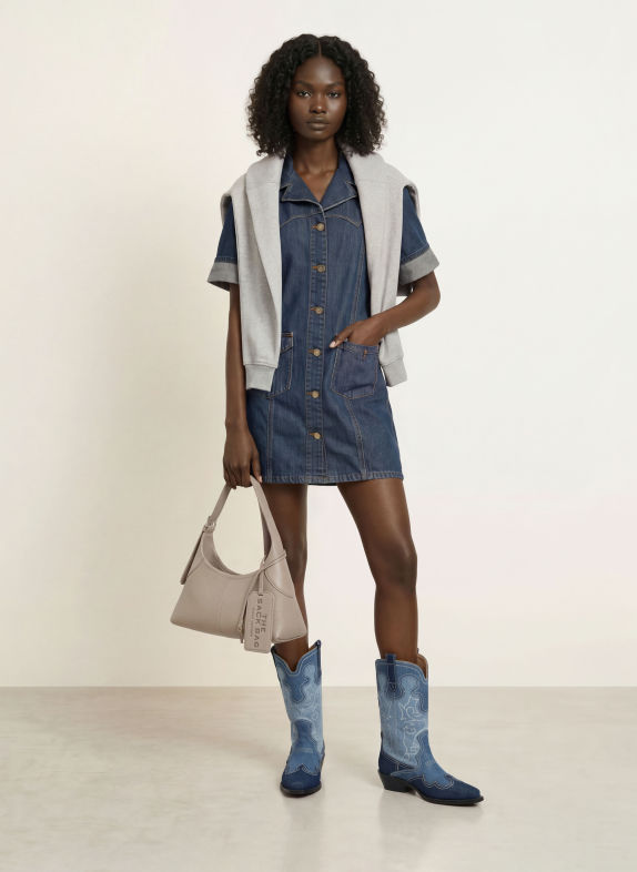 MARC JACOBS Kabelka THE SMALL BELTED SACK BAG ČERNOŠEDÁ / STŘÍBRNÁ