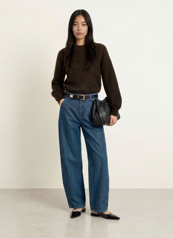 SELECTED Sweater with mohair DARK BROWN