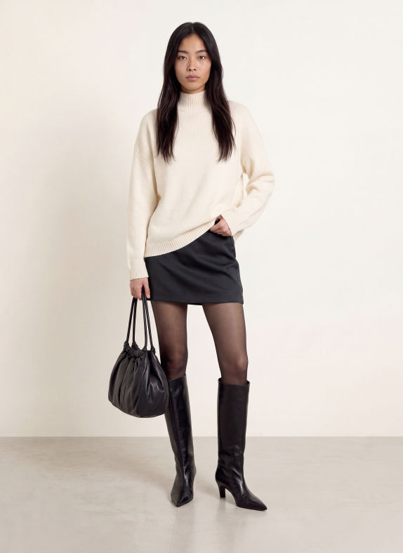 SELECTED Satin skirt BLACK
