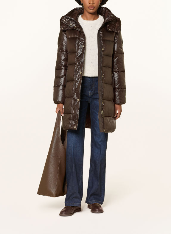 JOOP! CALESIA Quilted Coat with Detachable Hood DARK BROWN