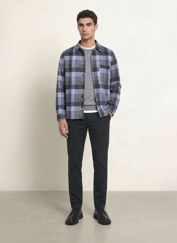 DESOTO Flanell-Overjacket DUNKELBLAU / BLAUGRAU / HELLGRÜN
