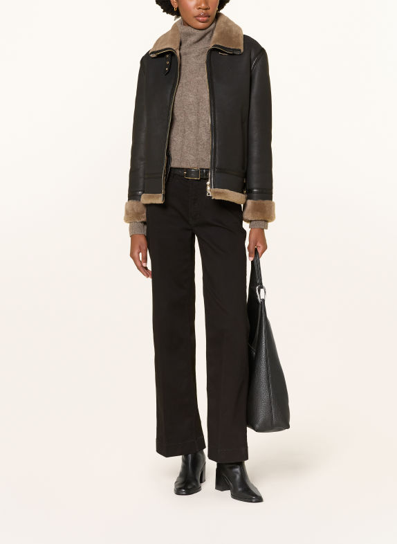 JOOP! Veste en cuir LARISSA MARRON FONCÉ / MARRON CLAIR