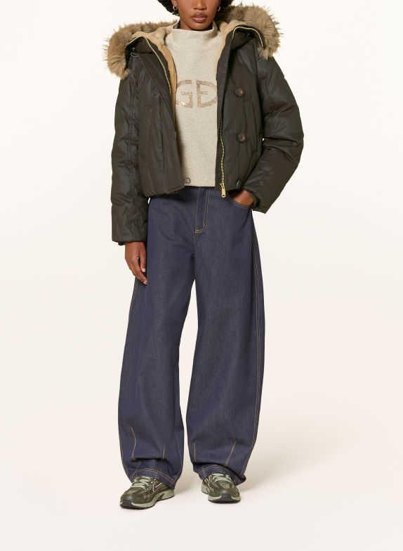 GOLDBERGH NYOKO Down Jacket with Detachable Faux Fur KHAKI / LIGHT BROWN