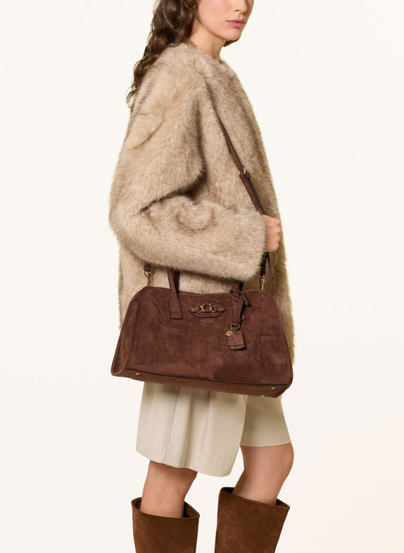 GUESS Sac épaule SAMANTHA MARRON FONCÉ / OR