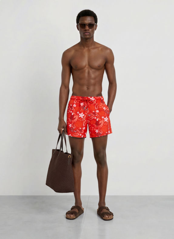 VILEBREQUIN Badeshorts MOORISE ROT / HELLROSA / DUNKELROT