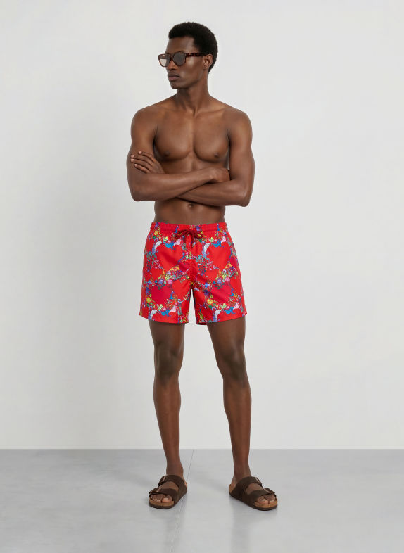 VILEBREQUIN Badeshorts MOOREA ROT / GELB / BLAU