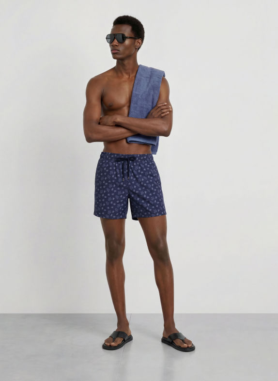 VILEBREQUIN Short de bain MOOPEA BLEU FONCÉ / BLANC