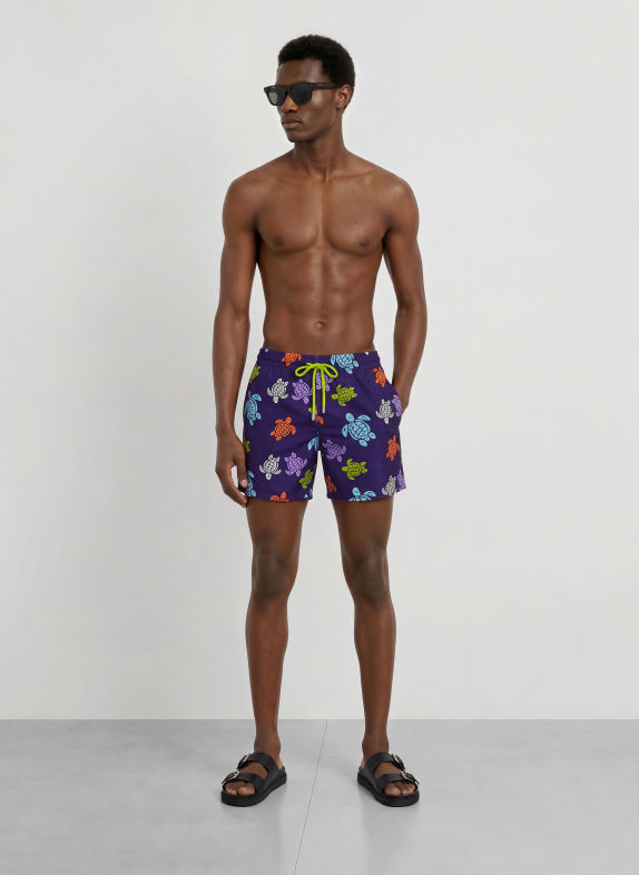 VILEBREQUIN Short de bain MAHINA LILAS / LILAS CLAIR / ORANGE
