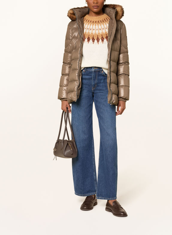 MOOSE KNUCKLES CELESTIA Down Jacket with Faux Fur and Detachable Hood BEIGE