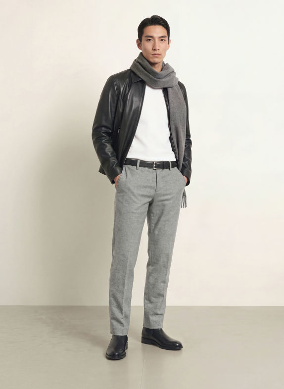 ALBERTO LOU Regular Fit Flannel Pants LIGHT GRAY