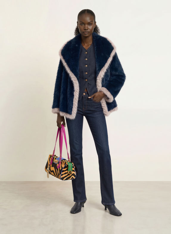 KURT GEIGER Schoudertas MARYLEBONE ZWART / FUCHSIA / DONKERORANJE