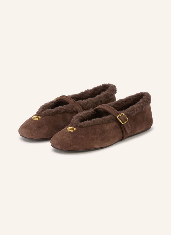 COACH Mary-Jane ballerina's MARRON FONCÉ / GOUD