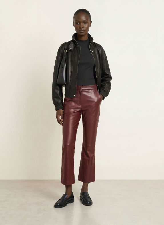 Calvin Klein 7/8-length trousers in leather-look design DARK RED