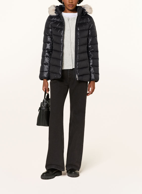 Calvin Klein Quilted jacket with a detachable hood and faux fur BLACK / ECRU