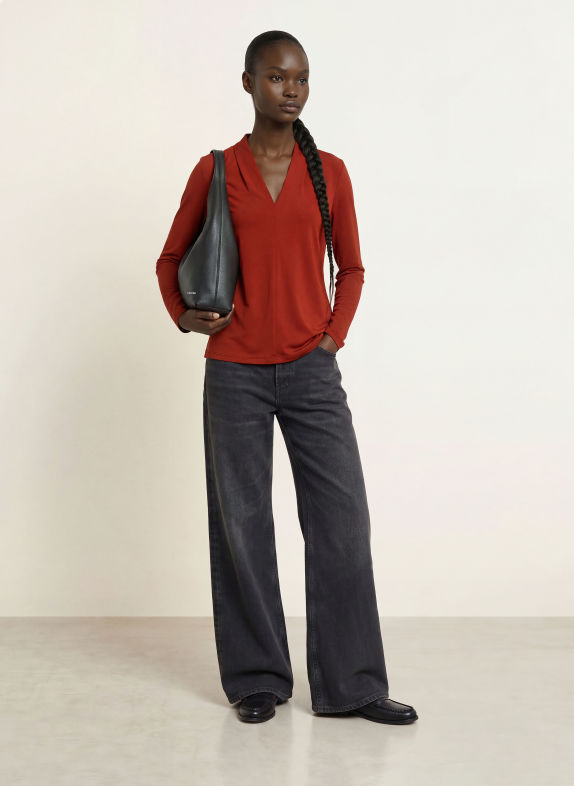 Calvin Klein Košilová halenka TMAVĚ ČERVENÁ