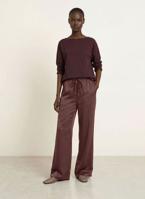 Juvia Marlenehose FLORENS aus Satin DUNKELBRAUN