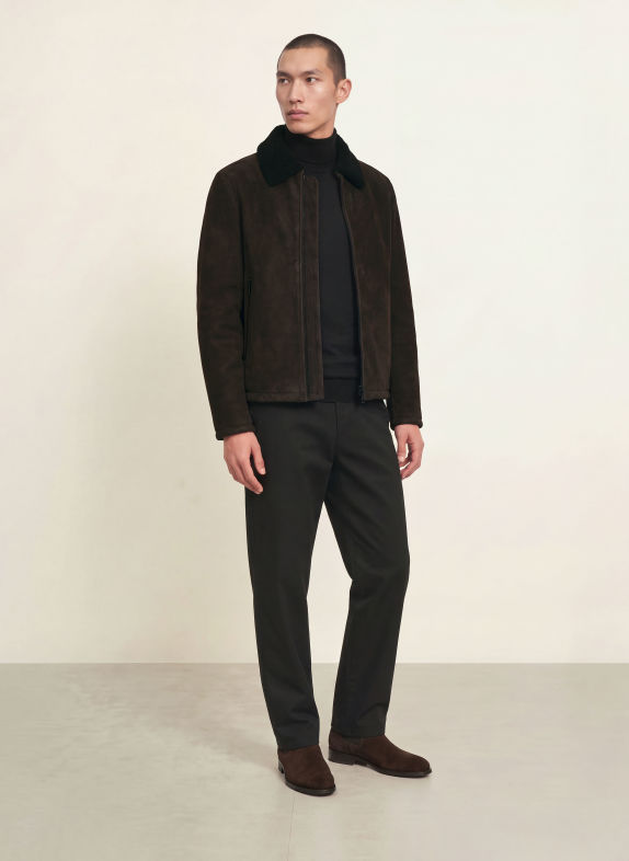 STRELLSON Leather jacket DARK BROWN