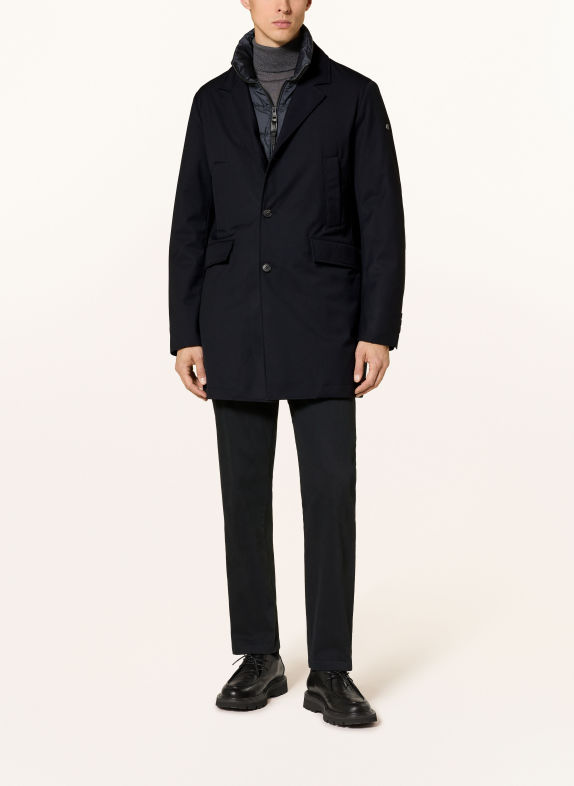 DUNO SPENCER PARMA Lightweight Down Coat with Removable Collar DARK BLUE