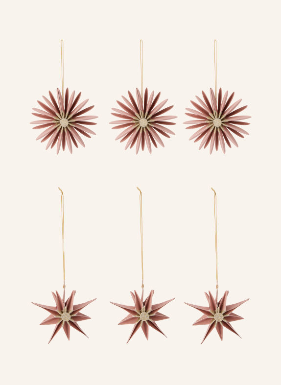 house doctor Set of 6 Decorative Ornaments by HDSTARI SALMON / GOLD