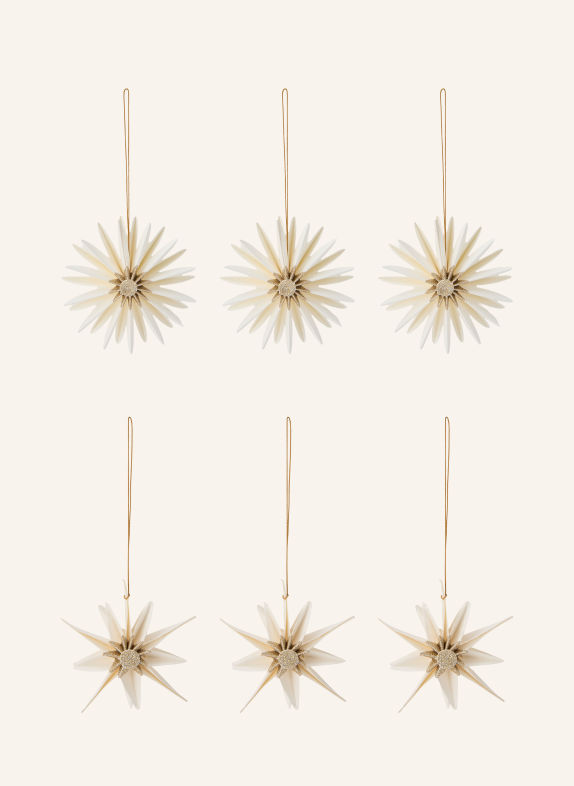 house doctor Set of 6 Decorative Ornaments by HDSTARI ECRU / GOLD