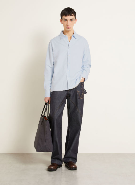 JW ANDERSON Skjorte RAW EDGE Comfort Fit i hør LYSEBLÅ