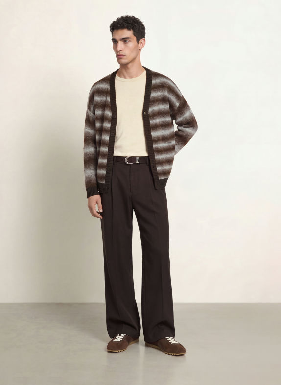 DRYKORN SAMIANO Cardigan DARK BROWN / LIGHT GRAY