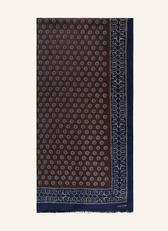 STETSON Sjaal DONKERBLAUW / MARRON FONCÉ / CRÈME