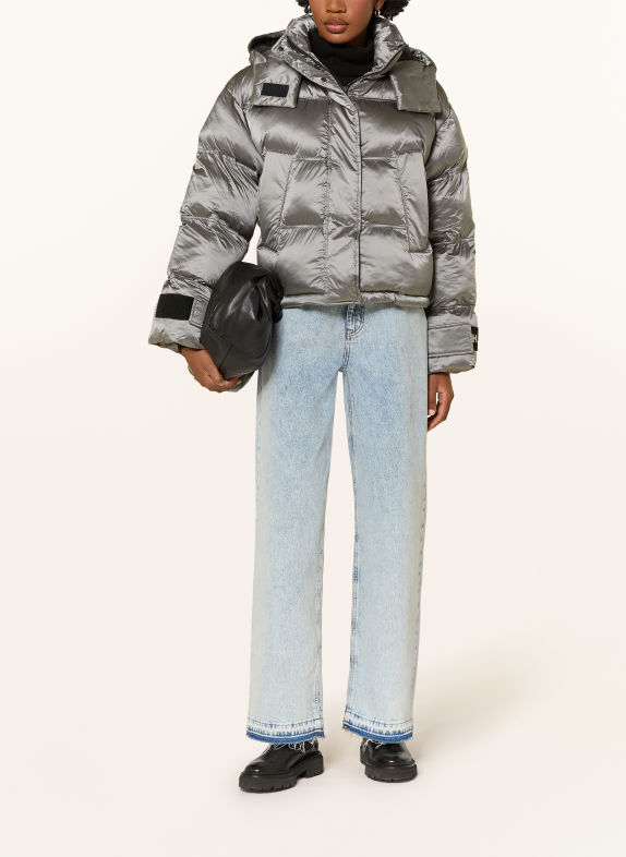 HUGO Steppjacke FARIDA mit abnehmbarer Kapuze SILBER
