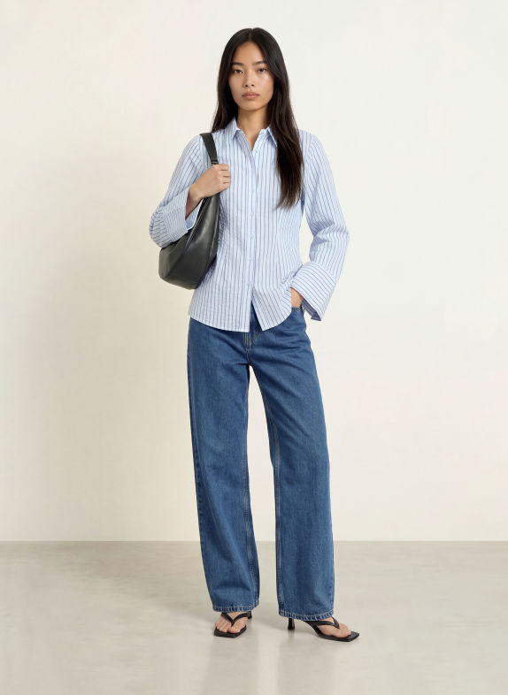 ICHI Wide Leg Jeans IHJULIA 200929 Washed dark blue