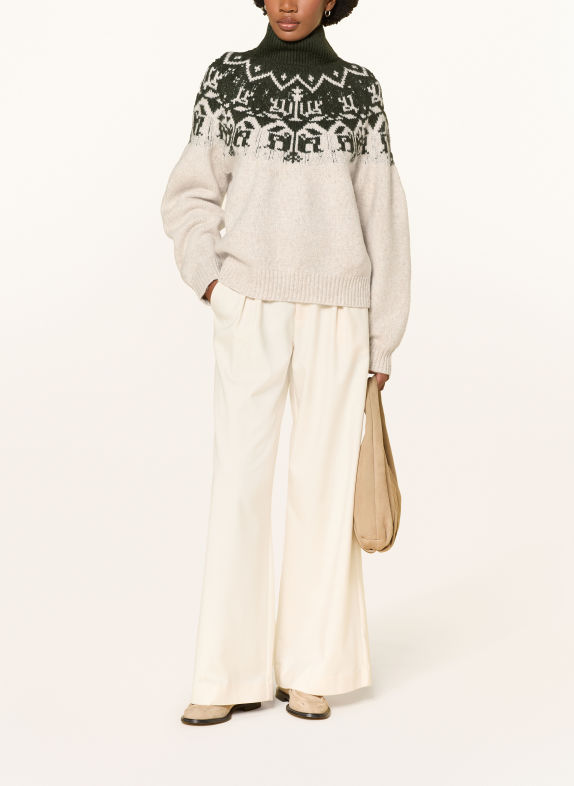 ICHI IHNALAS Sweater CREAM / DARK GREEN