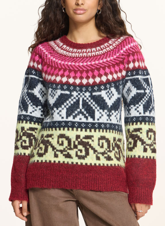 ICHI IHCYLLE Sweater DARK RED / YELLOW / DARK BLUE