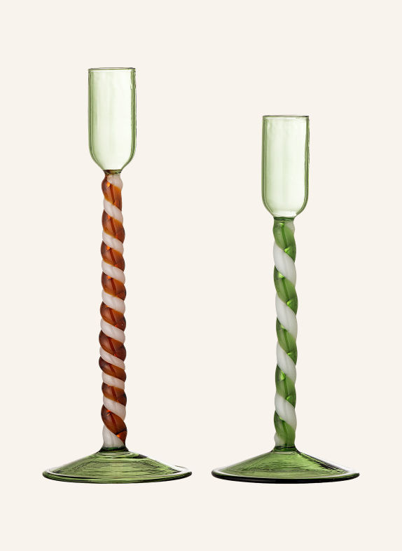 Bloomingville Set of 2 SWIRLIE Candle holders GREEN / RED / WHITE