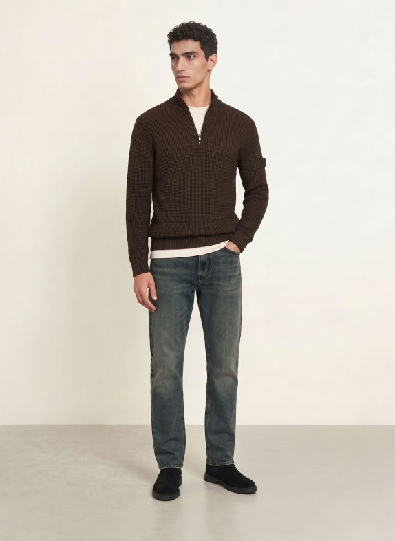 JOOP! JEANS Half-zip sweater HONRIO Turtleneck DARK BROWN